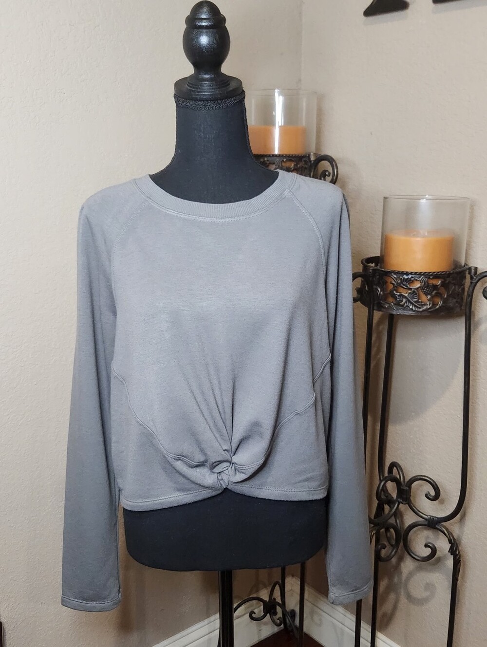 90 Degree By Reflex Terry Brushed High Low Twist Front Sweatshirt Size Medium